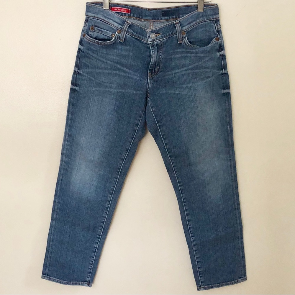 Red Engine blue jeans